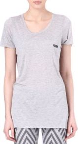 Bat Print T Shirt - neckline: round neck; length: below the bottom; style: t-shirt; predominant colour: light grey; secondary colour: black; occasions: casual, holiday; fibres: viscose/rayon - 100%; fit: body skimming; sleeve length: short sleeve; sleeve style: standard; texture group: jersey - clingy; pattern type: fabric; pattern size: light/subtle; pattern: patterned/print