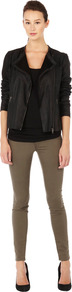 Soft Leather Biker Jacket - pattern: plain; style: biker; collar: asymmetric biker; fit: slim fit; predominant colour: black; occasions: casual; length: standard; fibres: leather - 100%; sleeve length: long sleeve; sleeve style: standard; texture group: leather; collar break: medium; pattern type: fabric