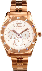 Chronograph Rose Gold Watch - predominant colour: gold; secondary colour: gold; occasions: casual, evening, work, occasion, holiday; style: classic; size: large/oversized; material: chain/metal; embellishment: crystals; trends: metallics; finish: plain; pattern: plain