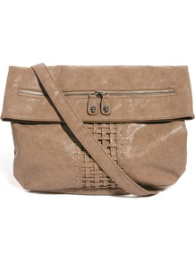 Interweave Shoulder Bag - predominant colour: camel; occasions: casual; style: shoulder; length: across body/long; size: standard; material: faux leather; embellishment: studs; pattern: plain; finish: plain