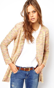 Cardigan In Fluffy Texture With Ombre - pattern: plain; length: below the bottom; neckline: collarless open; style: open front; occasions: casual; fibres: polyester/polyamide - 100%; fit: loose; predominant colour: multicoloured; sleeve length: long sleeve; sleeve style: standard; texture group: knits/crochet; pattern type: knitted - other