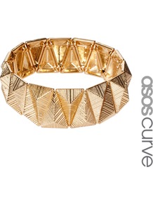 Curve Stripe Triangle Stretch Bracelet - predominant colour: gold; occasions: casual, evening, occasion, holiday; style: bangle; size: standard; material: chain/metal; trends: metallics; finish: metallic; embellishment: chain/metal