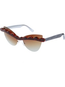 Handmade Cat Eye Sunglasses With Wavy Highbrow - predominant colour: true red; occasions: casual, holiday; style: cateye; size: standard; material: plastic/rubber; pattern: plain; finish: plain