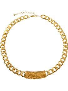 Chain Wrap Necklace - predominant colour: gold; occasions: casual, evening, work, holiday; style: standard; length: mid; size: large/oversized; material: chain/metal; trends: metallics; finish: metallic; embellishment: chain/metal
