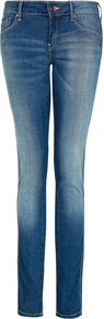 Slim Fit Vintage Wash Jeans, Dark Blue - style: skinny leg; length: standard; pattern: plain; waist: low rise; pocket detail: traditional 5 pocket; predominant colour: denim; occasions: casual; fibres: cotton - stretch; jeans detail: whiskering, washed/faded; texture group: denim; pattern type: fabric