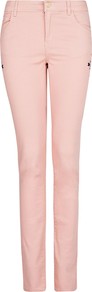 Ethnic Embellished Trousers - pattern: plain; pocket detail: traditional 5 pocket; waist: mid/regular rise; predominant colour: blush; occasions: casual; length: ankle length; fibres: cotton - stretch; hip detail: added detail/embellishment at hip; texture group: cotton feel fabrics; fit: skinny/tight leg; pattern type: fabric; style: standard; embellishment: embroidered