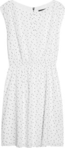 Matilda Polka Dot Stretch Silk Dress - style: shift; length: mid thigh; fit: fitted at waist; sleeve style: sleeveless; waist detail: fitted waist; pattern: polka dot; predominant colour: white; occasions: casual, evening; neckline: crew; sleeve length: sleeveless; texture group: silky - light; pattern type: fabric; pattern size: light/subtle; fibres: silk - stretch