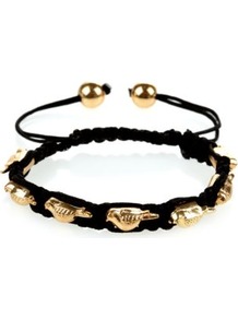 Black And Gold Bird Friendship Bracelet - secondary colour: gold; predominant colour: black; occasions: casual, evening, holiday; style: friendship bracelet; size: standard; material: fabric; trends: metallics; finish: plain; embellishment: chain/metal