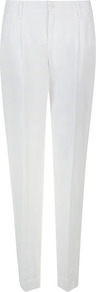 Crisp Cotton Pleated Trousers - length: standard; pattern: plain; style: peg leg; waist: mid/regular rise; predominant colour: white; occasions: casual, evening, occasion; fibres: cotton - mix; texture group: cotton feel fabrics; fit: tapered; pattern type: fabric