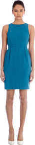 Strappy Back Detail Dress - fit: tailored/fitted; pattern: plain; sleeve style: sleeveless; style: tulip; predominant colour: emerald green; occasions: evening, occasion; length: just above the knee; fibres: polyester/polyamide - 100%; neckline: crew; hip detail: sculpting darts/pleats/seams at hip; back detail: crossover; sleeve length: sleeveless; trends: glamorous day shifts; pattern type: fabric; texture group: other - light to midweight; embellishment: beading