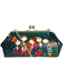 Charming Shoulder Bag - predominant colour: dark green; occasions: casual; type of pattern: standard; style: clutch; length: hand carry; size: small; material: faux leather; trends: statement prints; finish: plain; pattern: patterned/print; embellishment: chain/metal