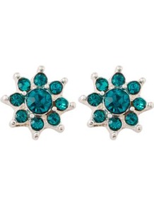 Starburst Stud Earrings Turquoise - predominant colour: teal; secondary colour: silver; occasions: casual, evening, occasion, holiday; style: stud; length: short; size: small; material: chain/metal; fastening: pierced; finish: metallic; embellishment: jewels
