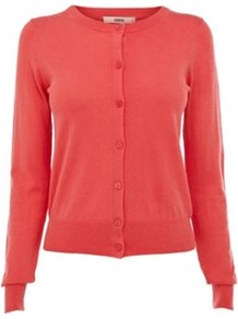 The Crew Cardi - neckline: round neck; pattern: plain; predominant colour: coral; occasions: casual, work; length: standard; style: standard; fibres: cotton - mix; fit: slim fit; sleeve length: long sleeve; sleeve style: standard; texture group: knits/crochet; pattern type: knitted - fine stitch