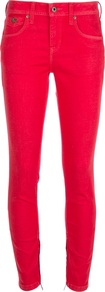 'Bayswater' Jean - style: skinny leg; length: standard; pattern: plain; pocket detail: traditional 5 pocket; waist: mid/regular rise; predominant colour: true red; occasions: casual, evening, holiday; fibres: cotton - mix; texture group: denim; pattern type: fabric