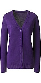 Purple Cardigan - neckline: low v-neck; pattern: plain; length: below the bottom; predominant colour: indigo; occasions: casual, work; style: standard; fibres: acrylic - 100%; fit: slim fit; sleeve length: long sleeve; sleeve style: standard; texture group: knits/crochet; pattern type: knitted - fine stitch