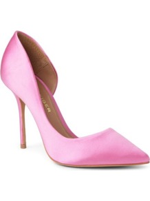 Anja Satin Courts - predominant colour: pink; occasions: evening, work, occasion; material: satin; heel height: high; heel: stiletto; toe: pointed toe; style: courts; finish: plain; pattern: plain