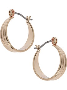Small Gold Hoop - predominant colour: gold; occasions: casual, evening, work, occasion, holiday; style: hoop; length: mid; size: small; material: chain/metal; fastening: pierced; trends: metallics; finish: metallic; embellishment: chain/metal