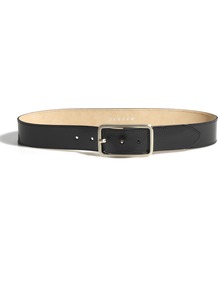 Patent Gold Buckle Belt - predominant colour: black; occasions: casual, evening, work, occasion; type of pattern: standard; style: classic; size: standard; worn on: waist; material: leather; pattern: plain; finish: patent