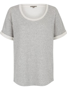 Double Faced Jersey T Shirt - pattern: plain; style: t-shirt; predominant colour: light grey; occasions: casual; length: standard; neckline: scoop; fibres: cotton - mix; fit: loose; sleeve length: short sleeve; sleeve style: standard; texture group: jersey - stretchy/drapey