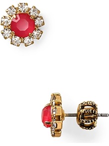 Sparkling Starboard Cluster Stud Earrings - predominant colour: true red; secondary colour: gold; occasions: evening, work, occasion; style: stud; length: short; size: small/fine; material: chain/metal; fastening: pierced; finish: metallic; embellishment: crystals
