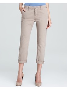Chinos Inez In Kenya - pattern: plain; pocket detail: small back pockets, pockets at the sides; waist: mid/regular rise; predominant colour: stone; occasions: casual, holiday; length: calf length; style: chino; fibres: cotton - 100%; jeans & bottoms detail: turn ups; texture group: cotton feel fabrics; fit: slim leg; pattern type: fabric