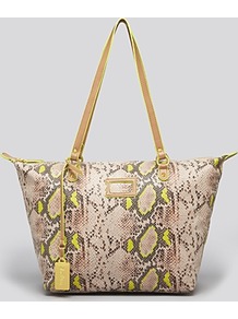 Tote Miranda Zip - predominant colour: lime; secondary colour: stone; occasions: casual; type of pattern: standard; style: shoulder; length: shoulder (tucks under arm); size: oversized; material: faux leather; pattern: animal print; finish: plain