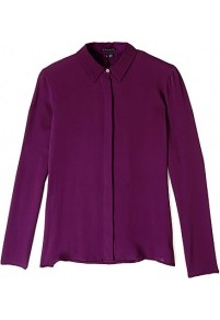 Double Ggt Simra Button Up Shirt - neckline: shirt collar/peter pan/zip with opening; pattern: plain; style: shirt; predominant colour: purple; occasions: casual, evening, work; length: standard; fibres: silk - 100%; fit: loose; sleeve length: long sleeve; sleeve style: standard; texture group: structured shiny - satin/tafetta/silk etc.; pattern type: fabric