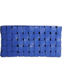 Leather Clutch Bag In Bright Weave - predominant colour: diva blue; occasions: casual, evening, occasion, holiday; type of pattern: standard; style: clutch; length: hand carry; size: standard; material: leather; pattern: plain; finish: plain
