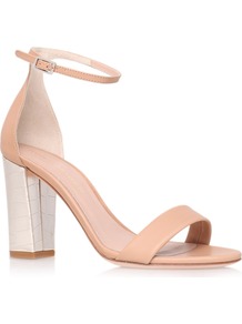 Isabella Sandals, Gold - predominant colour: nude; occasions: casual, evening, occasion, holiday; material: leather; heel height: high; ankle detail: ankle strap; heel: block; toe: open toe/peeptoe; style: standard; finish: plain; pattern: plain