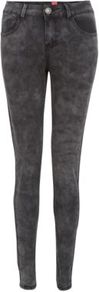 32in Grey Acid Wash Skinny Jeans - style: skinny leg; length: standard; pattern: plain; pocket detail: traditional 5 pocket; waist: mid/regular rise; predominant colour: charcoal; secondary colour: charcoal; occasions: casual; fibres: cotton - stretch; jeans detail: dark wash; texture group: denim; pattern type: fabric; pattern size: light/subtle
