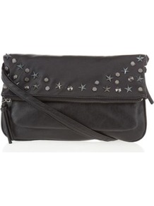 Black Star And Stud Across Vody Bag - predominant colour: black; occasions: casual, evening, holiday; type of pattern: standard; style: shoulder; length: across body/long; size: small; material: faux leather; embellishment: studs; pattern: plain; finish: plain