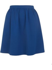 Navy Zip Back Skater Skirt - length: mid thigh; pattern: plain; fit: loose/voluminous; waist: mid/regular rise; predominant colour: royal blue; occasions: casual, holiday; style: fit & flare; fibres: polyester/polyamide - 100%; hip detail: soft pleats at hip/draping at hip/flared at hip; waist detail: narrow waistband; pattern type: fabric; texture group: jersey - stretchy/drapey