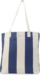 Candy Tote - secondary colour: white; predominant colour: navy; occasions: casual, holiday; type of pattern: standard; style: shoulder; length: shoulder (tucks under arm); size: standard; material: fabric; finish: plain; pattern: vertical stripes