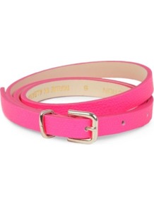 Pop Waisted Belt - predominant colour: hot pink; occasions: casual, evening, occasion; type of pattern: light; style: classic; size: skinny; worn on: waist; material: leather; pattern: plain; trends: fluorescent; finish: plain