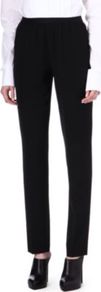 Straight Trousers - length: standard; pattern: plain; waist: high rise; predominant colour: black; occasions: evening, work; fibres: wool - mix; fit: slim leg; pattern type: fabric; texture group: woven light midweight; style: standard