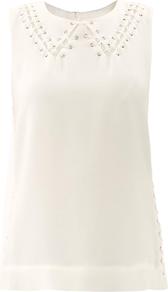 Lillian Lace Up Top - pattern: plain; sleeve style: sleeveless; predominant colour: ivory; occasions: casual, evening, work, occasion; length: standard; style: top; fit: body skimming; neckline: no opening/shirt collar/peter pan; sleeve length: sleeveless; texture group: crepes; pattern type: fabric; fibres: viscose/rayon - mix