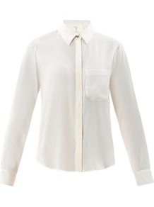 Boyd Silk Shirt - neckline: shirt collar/peter pan/zip with opening; pattern: plain; style: shirt; predominant colour: ivory; occasions: casual, evening, work, occasion; length: standard; fit: straight cut; sleeve length: long sleeve; sleeve style: standard; texture group: silky - light; pattern type: fabric; fibres: silk - stretch