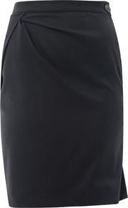 Diagonal Pleat Pencil Skirt - pattern: plain; style: pencil; fit: tailored/fitted; waist: high rise; predominant colour: black; occasions: evening, work; length: just above the knee; fibres: wool - stretch; hip detail: ruching/gathering at hip; waist detail: narrow waistband; pattern type: fabric; texture group: woven light midweight
