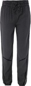 Gina Star Print Silk Trousers - waist detail: elasticated waist; style: peg leg; waist: mid/regular rise; secondary colour: white; predominant colour: black; occasions: casual, evening, work, holiday; length: ankle length; hip detail: front pleats at hip level; texture group: silky - light; trends: sporty redux; fit: tapered; pattern type: fabric; pattern size: light/subtle; pattern: patterned/print; fibres: silk - stretch