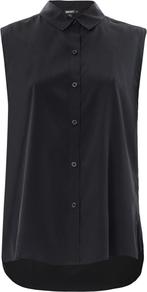 Tail Hem Silk Shirt - neckline: shirt collar/peter pan/zip with opening; pattern: plain; sleeve style: sleeveless; style: shirt; predominant colour: black; occasions: casual, evening, occasion; length: standard; fit: loose; back detail: longer hem at back than at front; sleeve length: sleeveless; texture group: sheer fabrics/chiffon/organza etc.; pattern type: fabric; fibres: silk - stretch