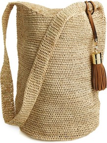 Hobo Bag - predominant colour: stone; occasions: casual, holiday; length: across body/long; size: standard; material: macrame/raffia/straw; pattern: plain; finish: plain; style: hobo