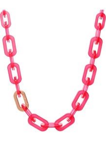 Ted Baker Jacey Chain Necklace - predominant colour: hot pink; secondary colour: gold; occasions: casual, evening, holiday; style: standard; length: mid; size: standard; material: plastic/rubber; trends: fluorescent; finish: plain