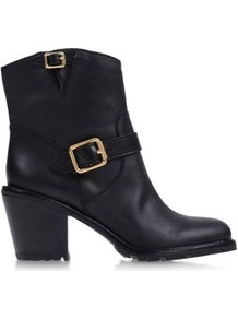 Boots Ankle Boots On Shoescribe.Com - predominant colour: black; occasions: casual, work; material: leather; heel height: mid; embellishment: buckles; heel: block; toe: round toe; boot length: ankle boot; style: standard; finish: plain; pattern: plain