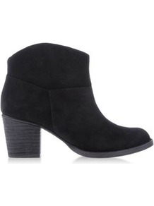 Boots Ankle Boots On Shoescribe.Com - predominant colour: black; occasions: casual, work; material: suede; heel height: mid; heel: block; toe: round toe; boot length: ankle boot; style: standard; finish: plain; pattern: plain