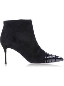 Boots Ankle Boots On Shoescribe.Com - predominant colour: black; occasions: evening, work, occasion; material: suede; heel height: high; heel: stiletto; toe: pointed toe; boot length: ankle boot; style: standard; finish: plain; pattern: plain; embellishment: toe cap