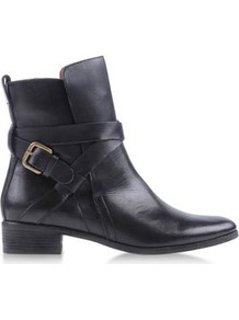 Boots Ankle Boots On Shoescribe.Com - predominant colour: black; occasions: casual, work; material: leather; heel height: mid; embellishment: buckles; heel: block; toe: round toe; boot length: ankle boot; style: standard; finish: plain; pattern: plain