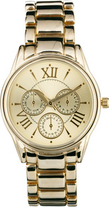 Boyfriend Watch - predominant colour: gold; occasions: casual, evening, work; style: boyfriend; size: standard; material: chain/metal; finish: metallic; pattern: plain