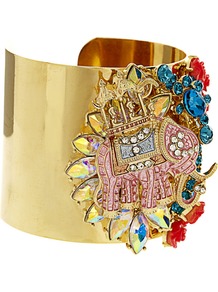 Celebrate Elephant Cuff Bracelet - predominant colour: gold; occasions: casual, evening, occasion, holiday; style: cuff; size: large/oversized; material: chain/metal; trends: metallics; finish: metallic; embellishment: jewels