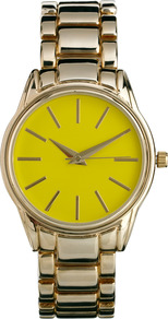 Pop Boyfriend Watch - predominant colour: lime; secondary colour: gold; occasions: casual, work; style: boyfriend; size: standard; material: chain/metal; finish: metallic; pattern: colourblock