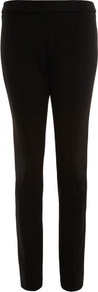 Black Stretch Zip Detail Trousers - length: standard; pattern: plain; waist detail: elasticated waist; pocket detail: small back pockets; waist: mid/regular rise; predominant colour: black; occasions: casual, evening, work; fibres: viscose/rayon - stretch; fit: slim leg; pattern type: fabric; texture group: other - light to midweight; style: standard
